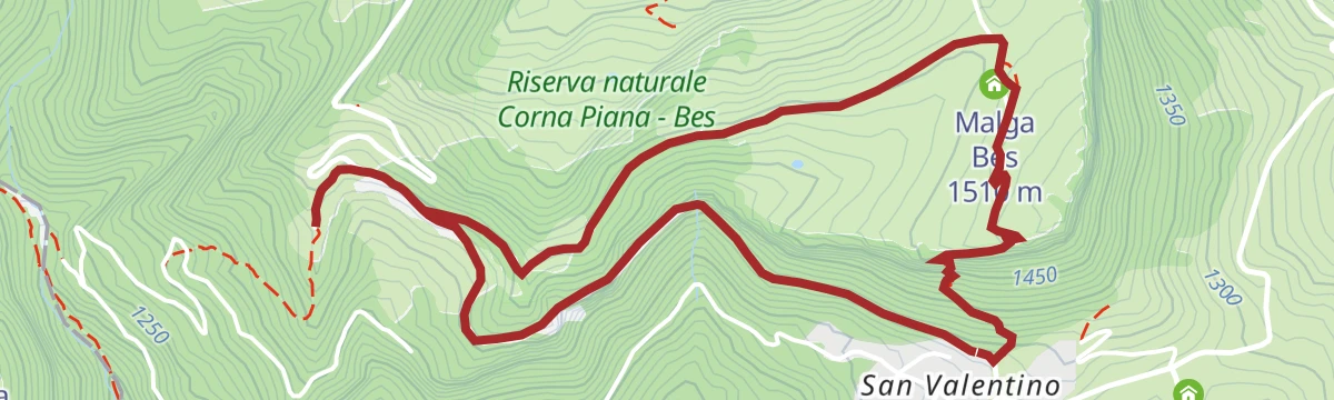 Route map: San Valentino, Fos-Ce and Bès Natural reserve